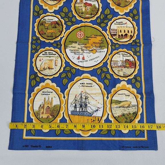 Vtg 1983 Hampshire And Dorset Souvenir Cotton Fabric Panel - Picture 7 of 12